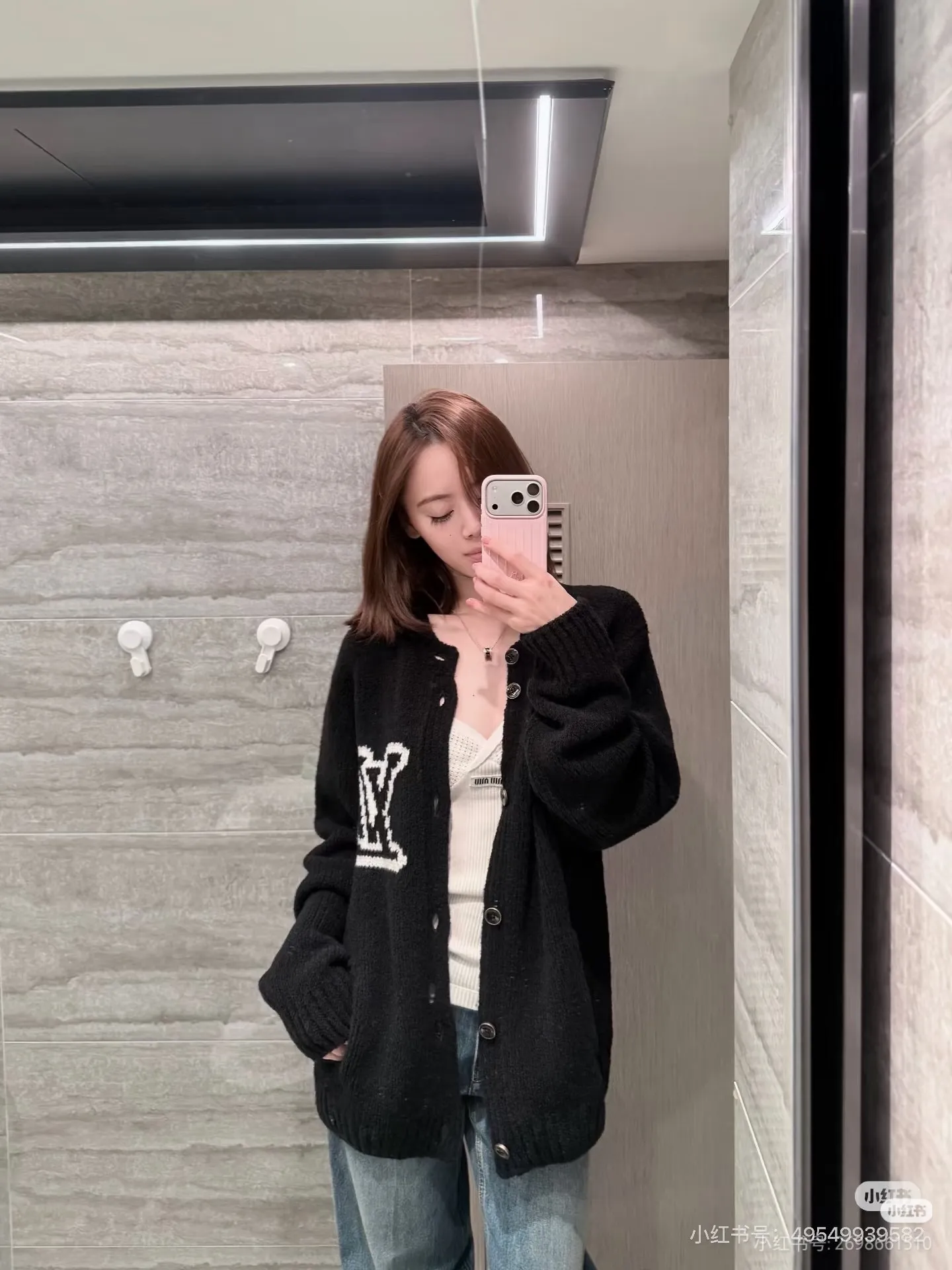 Louis Vuitton/Louis Vuitton large logo jacquard cardigan sweater